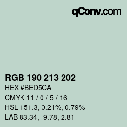 Color code: RGB 190 213 202 | qconv.com