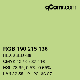 Color code: RGB 190 215 136 | qconv.com