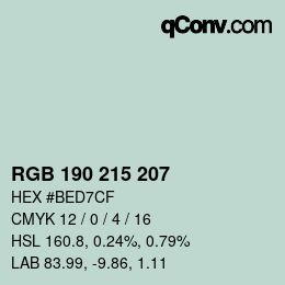 Color code: RGB 190 215 207 | qconv.com