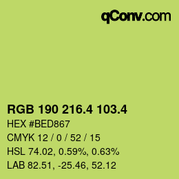 カラーコード: RGB 190 216.4 103.4 | qconv.com