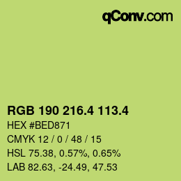 カラーコード: RGB 190 216.4 113.4 | qconv.com
