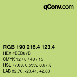 カラーコード: RGB 190 216.4 123.4 | qconv.com