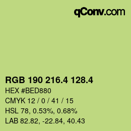 カラーコード: RGB 190 216.4 128.4 | qconv.com