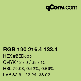 カラーコード: RGB 190 216.4 133.4 | qconv.com