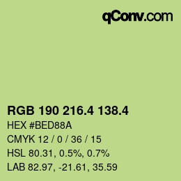 カラーコード: RGB 190 216.4 138.4 | qconv.com