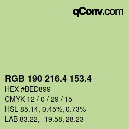 カラーコード: RGB 190 216.4 153.4 | qconv.com