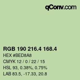 カラーコード: RGB 190 216.4 168.4 | qconv.com