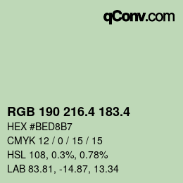 カラーコード: RGB 190 216.4 183.4 | qconv.com