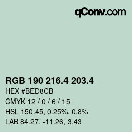 カラーコード: RGB 190 216.4 203.4 | qconv.com