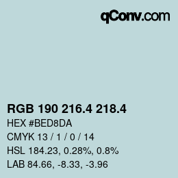カラーコード: RGB 190 216.4 218.4 | qconv.com