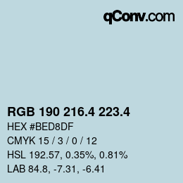カラーコード: RGB 190 216.4 223.4 | qconv.com