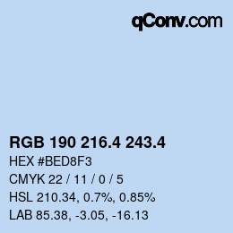 カラーコード: RGB 190 216.4 243.4 | qconv.com