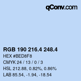 カラーコード: RGB 190 216.4 248.4 | qconv.com
