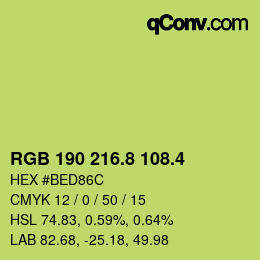 カラーコード: RGB 190 216.8 108.4 | qconv.com