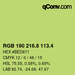 カラーコード: RGB 190 216.8 113.4 | qconv.com