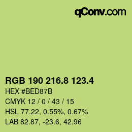 カラーコード: RGB 190 216.8 123.4 | qconv.com