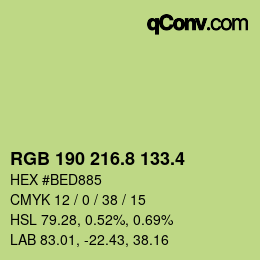 カラーコード: RGB 190 216.8 133.4 | qconv.com