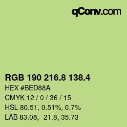 カラーコード: RGB 190 216.8 138.4 | qconv.com