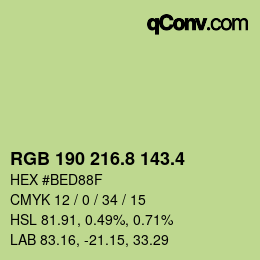 カラーコード: RGB 190 216.8 143.4 | qconv.com