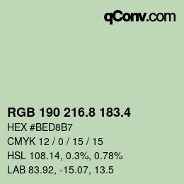 カラーコード: RGB 190 216.8 183.4 | qconv.com