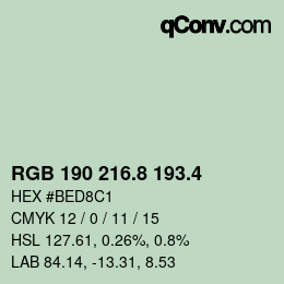 カラーコード: RGB 190 216.8 193.4 | qconv.com