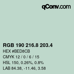 カラーコード: RGB 190 216.8 203.4 | qconv.com