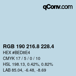 カラーコード: RGB 190 216.8 228.4 | qconv.com