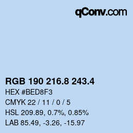 カラーコード: RGB 190 216.8 243.4 | qconv.com