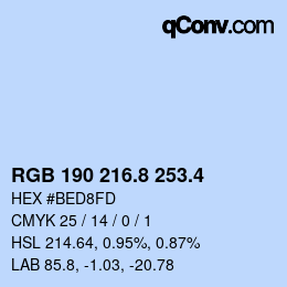 カラーコード: RGB 190 216.8 253.4 | qconv.com