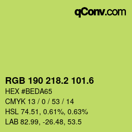 カラーコード: RGB 190 218.2 101.6 | qconv.com