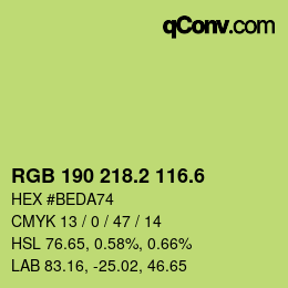 カラーコード: RGB 190 218.2 116.6 | qconv.com