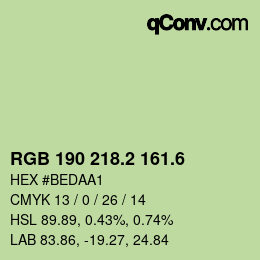 カラーコード: RGB 190 218.2 161.6 | qconv.com