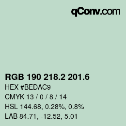 カラーコード: RGB 190 218.2 201.6 | qconv.com