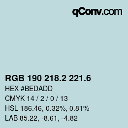 カラーコード: RGB 190 218.2 221.6 | qconv.com