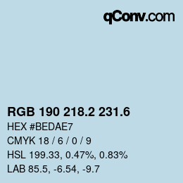 カラーコード: RGB 190 218.2 231.6 | qconv.com