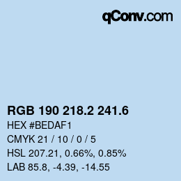 カラーコード: RGB 190 218.2 241.6 | qconv.com