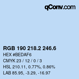 カラーコード: RGB 190 218.2 246.6 | qconv.com