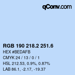 カラーコード: RGB 190 218.2 251.6 | qconv.com