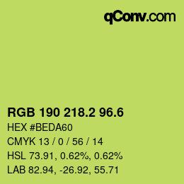 カラーコード: RGB 190 218.2 96.6 | qconv.com