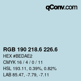 カラーコード: RGB 190 218.6 226.6 | qconv.com