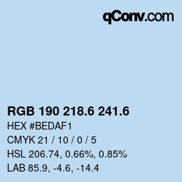 カラーコード: RGB 190 218.6 241.6 | qconv.com