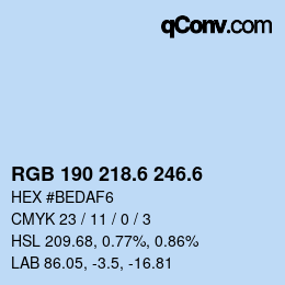 カラーコード: RGB 190 218.6 246.6 | qconv.com