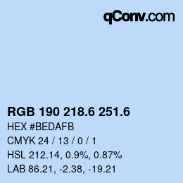 カラーコード: RGB 190 218.6 251.6 | qconv.com