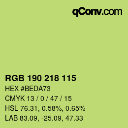 Color code: RGB 190 218 115 | qconv.com