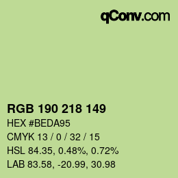 カラーコード: RGB 190 218 149 | qconv.com