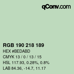 カラーコード: RGB 190 218 189 | qconv.com