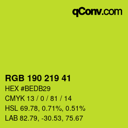 Color code: RGB 190 219 41 | qconv.com