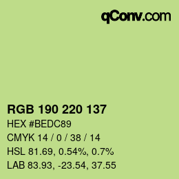 Color code: RGB 190 220 137 | qconv.com