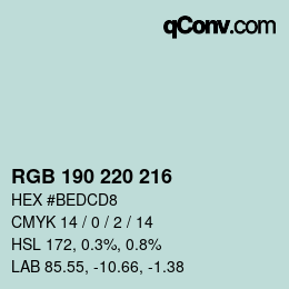 Farbcode: RGB 190 220 216 | qconv.com
