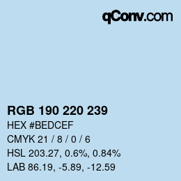 Código de color: RGB 190 220 239 | qconv.com